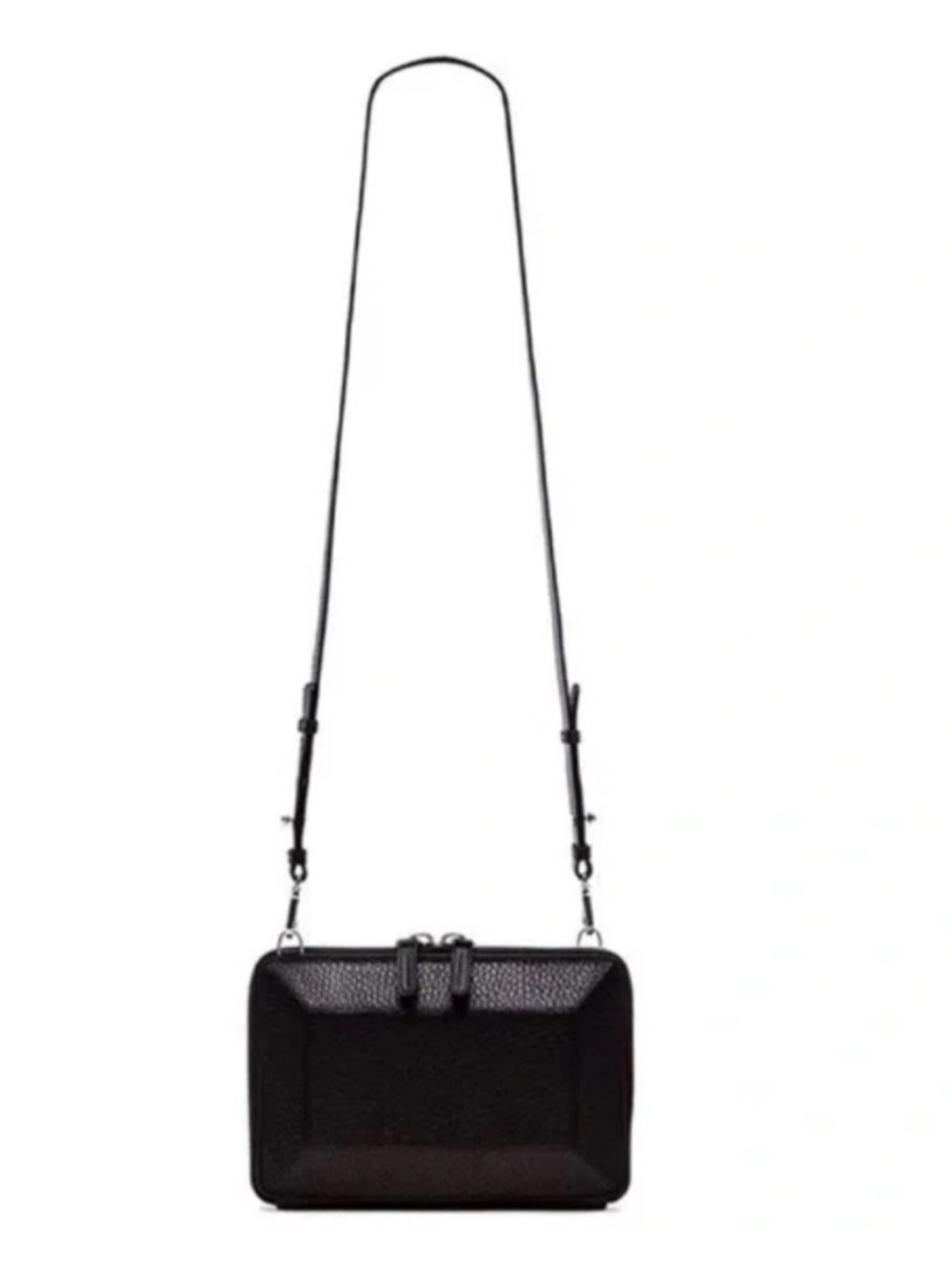 MACKAGE Black Roni Pebbled Leather Structured Crossbody Bag Like New